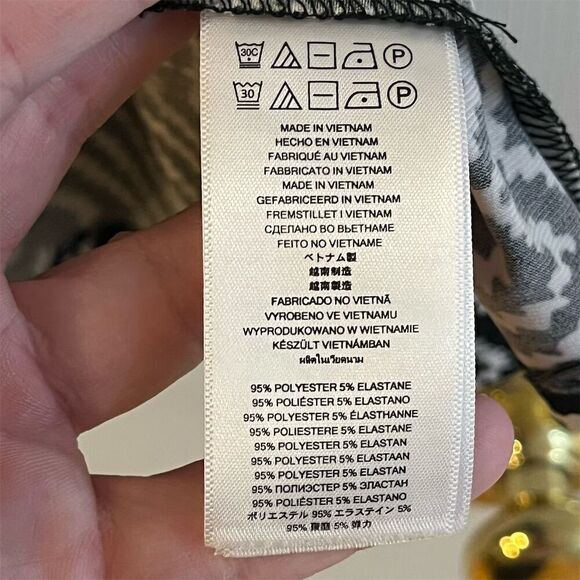 Michael Kors Women's M Black Geometric Fit & Flare Knee Length Dress - Picture 5 of 7